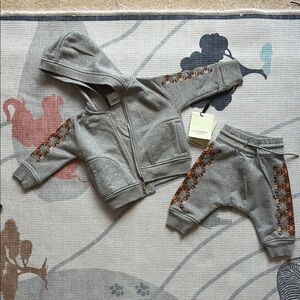 Burberry Gray Kids Tracksuit with Patterned Sleeves